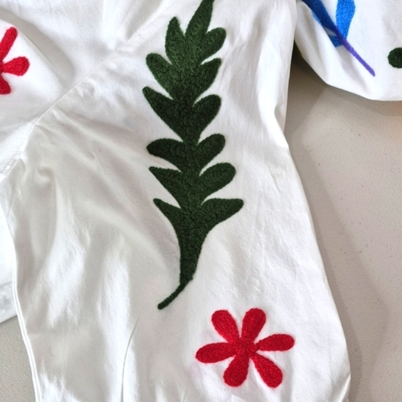 eShakti Floral Embroidered Cotton Poplin Dress - Size L/XL - Picture 15 of 16